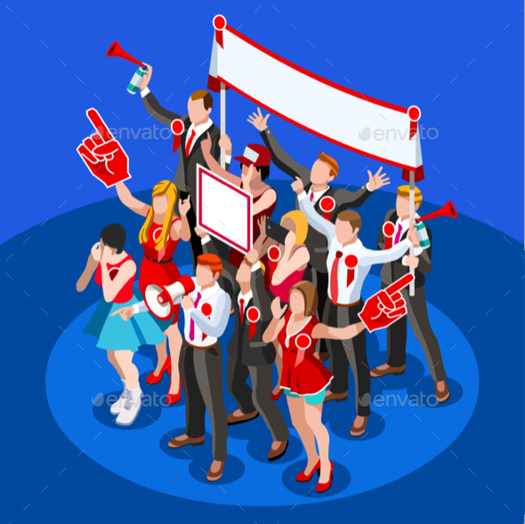 Election Infographic Crowd Party Affiliate Isometric People