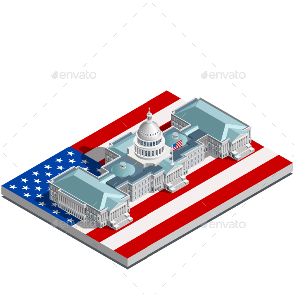 Election Infographic Politic Congress Vector Isometric Building