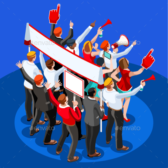 Election Infographic Theatre Audience Vector Isometric People