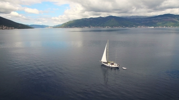Aerial View Of Yacht In The Sea