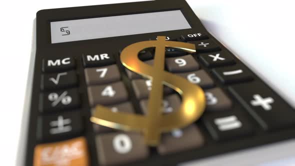 SAVINGS Text on Calculator Display and Dollar Currency Symbol alt