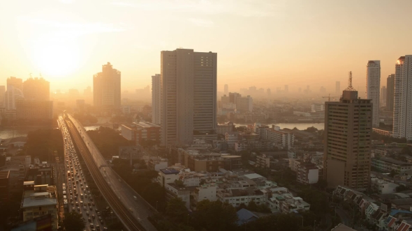 Sun Rising in Bangkok, Thailand