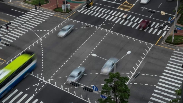 Busy Junction In Seoul, South Korea