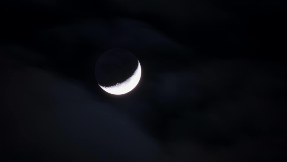 Moving Moon On Night Sky