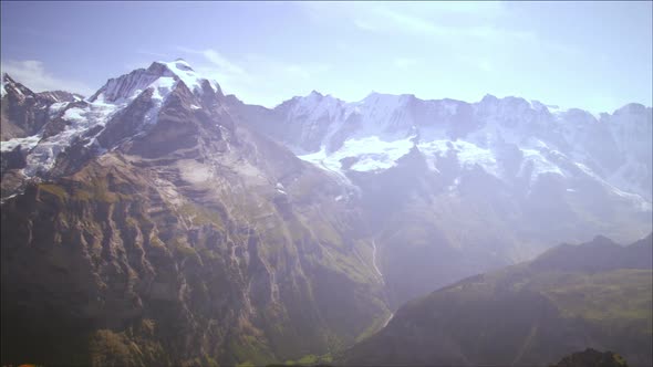 Panning shot of the majestic Swiss alps