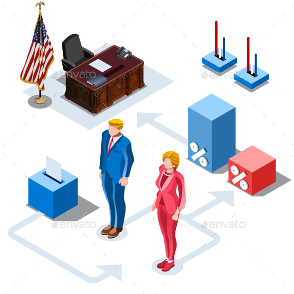 Election Infographic US Presidents Vector Isometric People