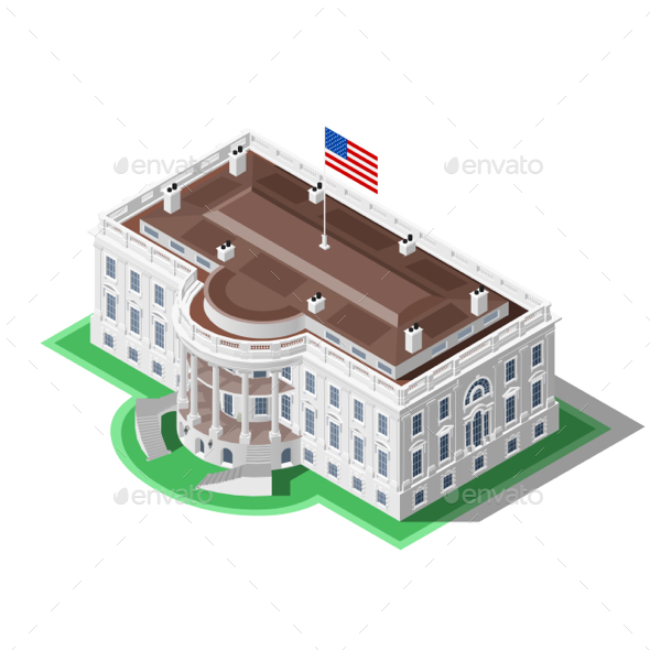 Election Infographic US White House Vector Isometric Building