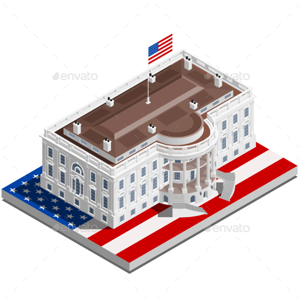 Election Infographic USA White House Vector Isometric Building