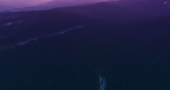 Mountain Landscape At Sunset. 