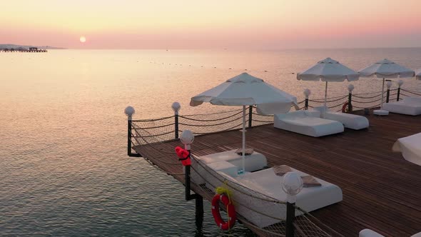 Calm Sea and Wooden Pier in the Evening.