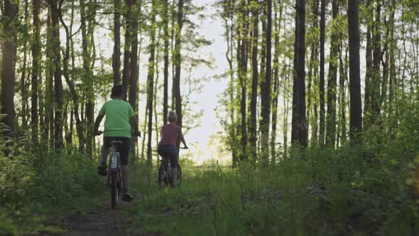 Family on a Bike Ride in the Woods