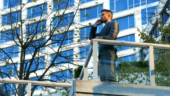 Businessman talking on mobile phone