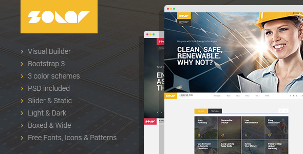 Solar - Renewable Energy Sinlge & Multipage HTML Template with Builder