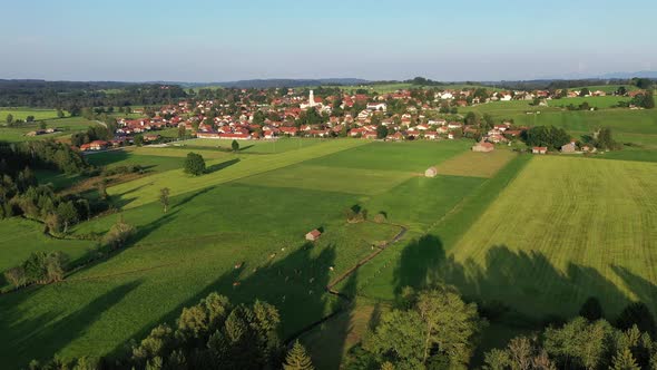 Aerial of Konigsdorf, Upper Bavaria, Germany