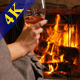 Sip of Wine in Front of a Fireplace - VideoHive Item for Sale