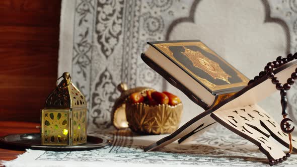 Quran Book Closeup Praying Islamic Religion