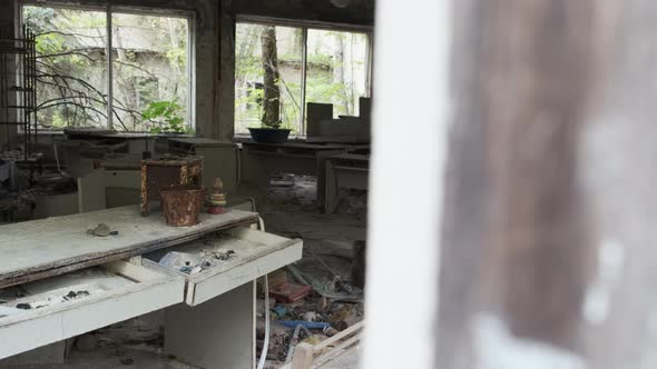 Old Broken Dusty Interior an Abandoned Kindergarten in Ghost Town Pripyat