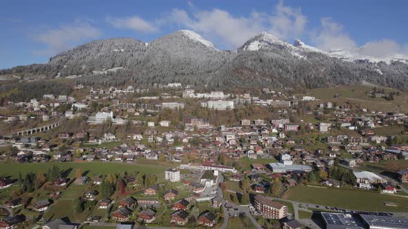 Aerial Views of the Municipality of Leysin in Aigle Switzerland