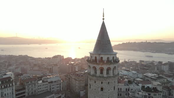 Aerial Galata Tower at Sunrise