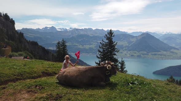 Woman with Cow Switzerland