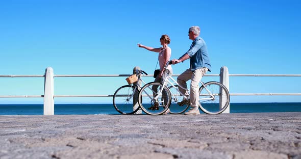 Active Seniors Going on a Bike Ride by the Sea