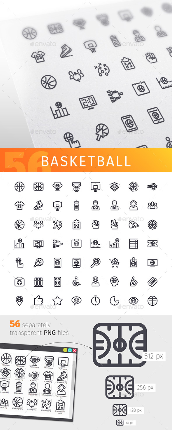 Basketball Line Icons Set