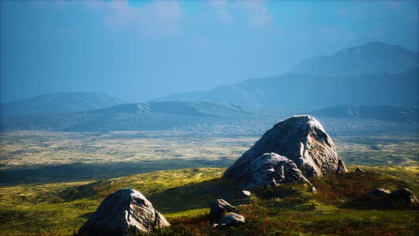 Big Stones in Grass Field