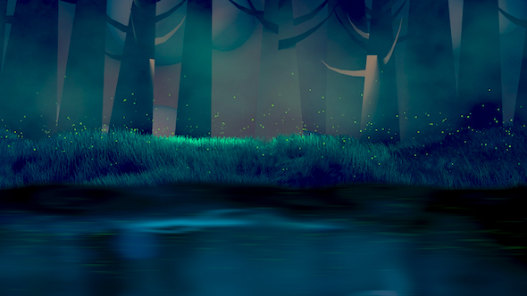 Fireflies, Forest, And Lake