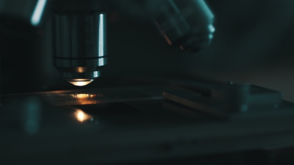 Microscope At Laboratory. alt