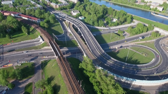 Aerial View Of a Freeway Intersection