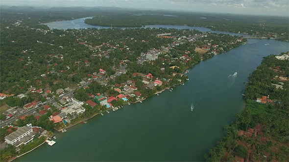 Flyover Coastal River Town