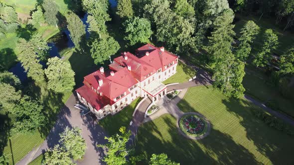 Dikli Palace and Park. Old Manor at City Valmiera, Latvia.