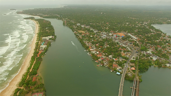 Bentota Town and River From Above