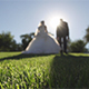 Wedding Couple Walking on the Green Grass in the Sun - VideoHive Item for Sale