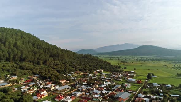 Village in the mountains and valley