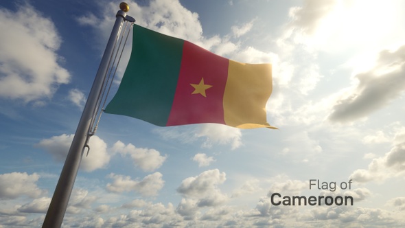 Cameroon Flag on a Flagpole