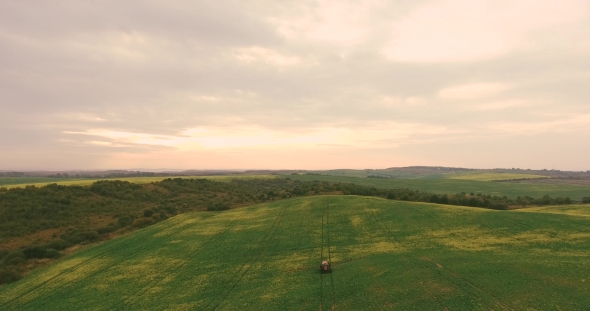 Aerial Video Tractor Equipment Fertilize Spray