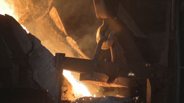Transfusion of Red-hot Steel in a Steel Mill