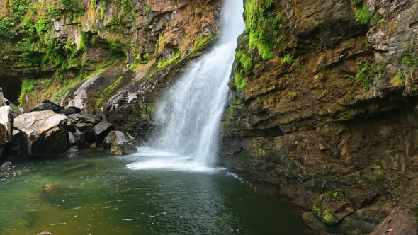 Nauyaca Waterfalls in Costa Rica, a Large Tall Rainforest Waterfall With a Big Powerful Drop into a