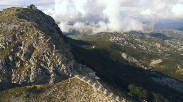 Aerial View of Lovcen Mountain and Mausoleum of Njegos