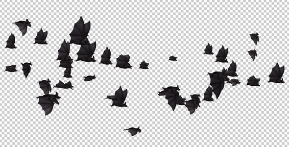 Flock of Bats - Side Flying - I - Left to Right