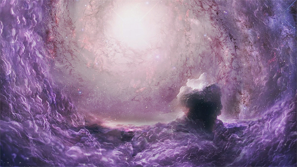 Galaxy in Space Nebula