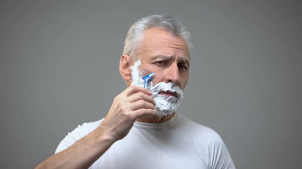 Senior Male Shaving, Aging Skincare Creme, Morning Routine Rituals, Tradition