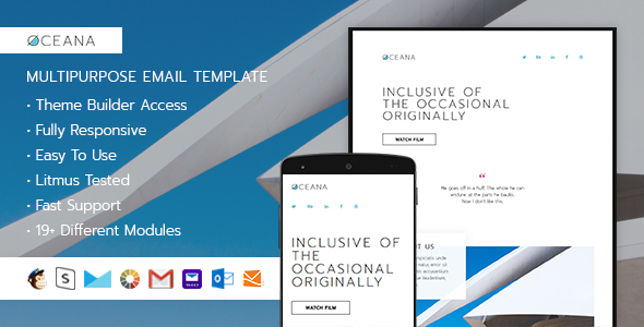 Oceana  – Responsive HTML Email + StampReady, MailChimp & CampaignMonitor compatible files