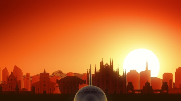 Milan Italy Skyline Sunrise Take Off
