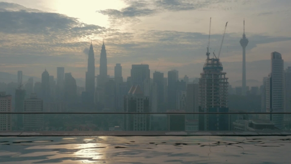 Rooftop Pool And Cityscape Of Kuala Lumpur, Malaysia