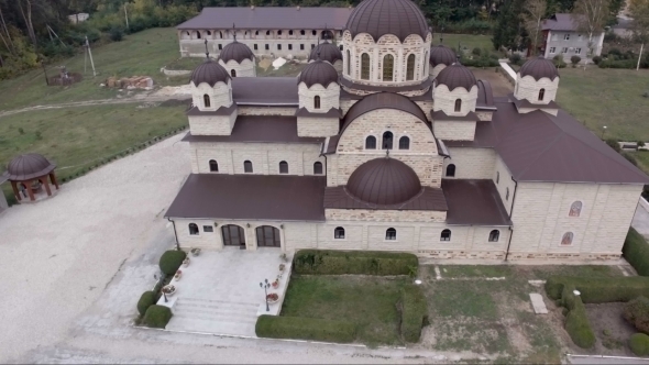 Aerial Drone Shooting Monastery