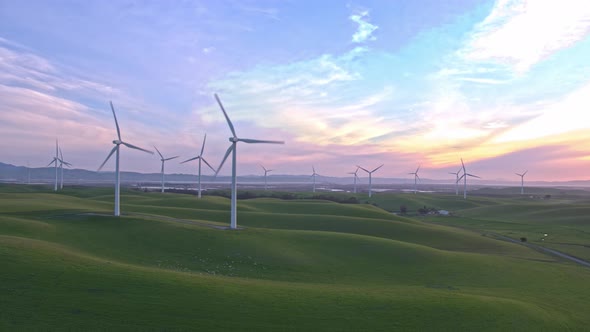 Wind Farm In The Setting Sun