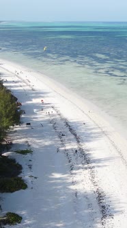 Tanzania  Vertical Video of the Ocean Near the Coast of Zanzibar Slow Motion