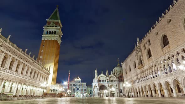 Nigthtime Saint Mark Square time-lapse in the square